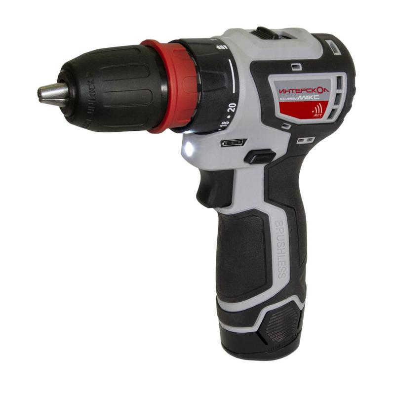 Дрель-шуруповерт акуумуляторная бесщеточн. ДА-10/12В 36 КомбиМАКС (Li-ion сумка 2 аккум. 2А.ч 4 насадки) ИНТЕРСКОЛ 687.2.2.78