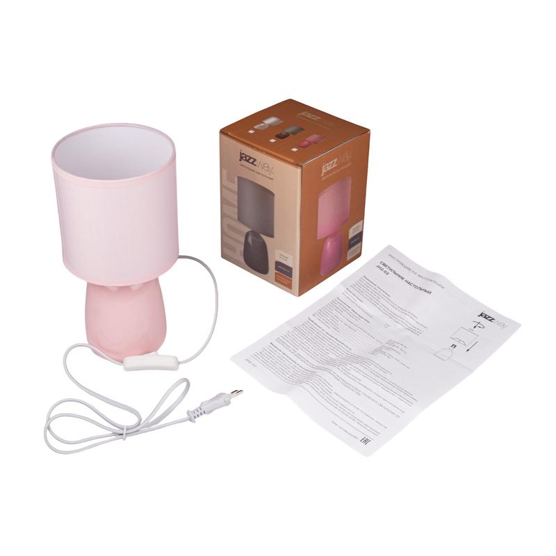 Светильник настольный JH2-02-pk E14 IP20 130х130х255мм керамика; ткань; PVC-пластик роз. JazzWay 5062337