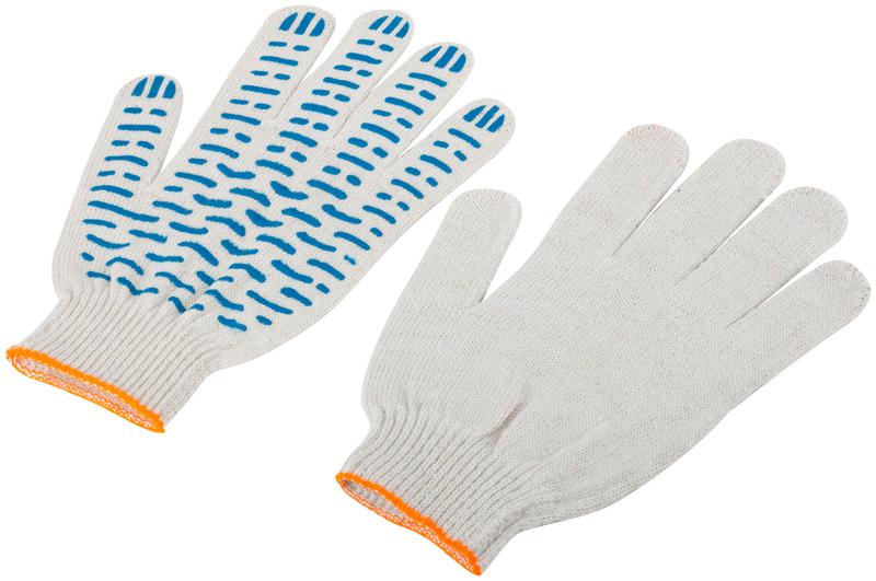 Перчатки вязаные "Волна" (4 нити) 10 класс вязки х/б с ПВХ 12491