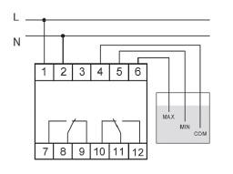 Реле уровня жидкости PZ-829 (без датчиков; двухуровн.; 3 модуля; монтаж на DIN-рейке) F&F EA08.001.007