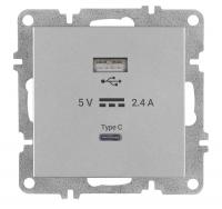 Розетка LAVIN/KAREN USB + TYPE-C механизм сер. ARVIA 50 03 2000 304